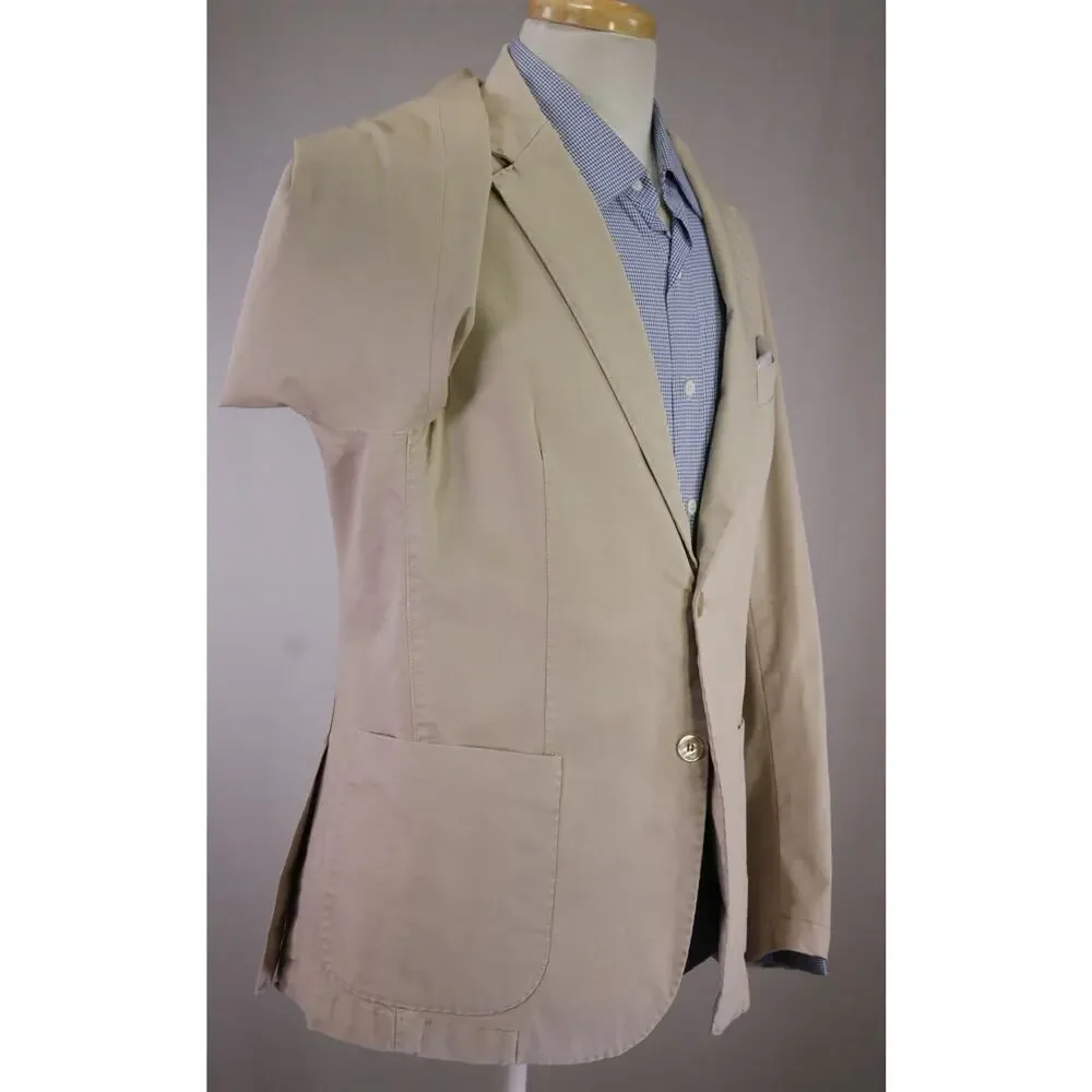 Spada Roma Khaki Tan Cotton Patch Pocket Unstructured Blazer Jacket 42R